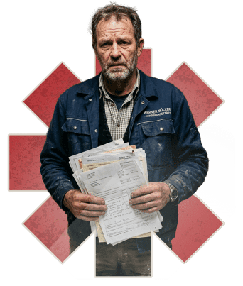 Handwerker mit Papierkram